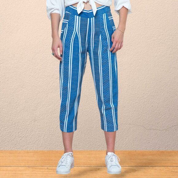 Ace & Jig Atlantic 100% cotton multi weave striped baggy crop pants womens XS - Picture 3 of 11